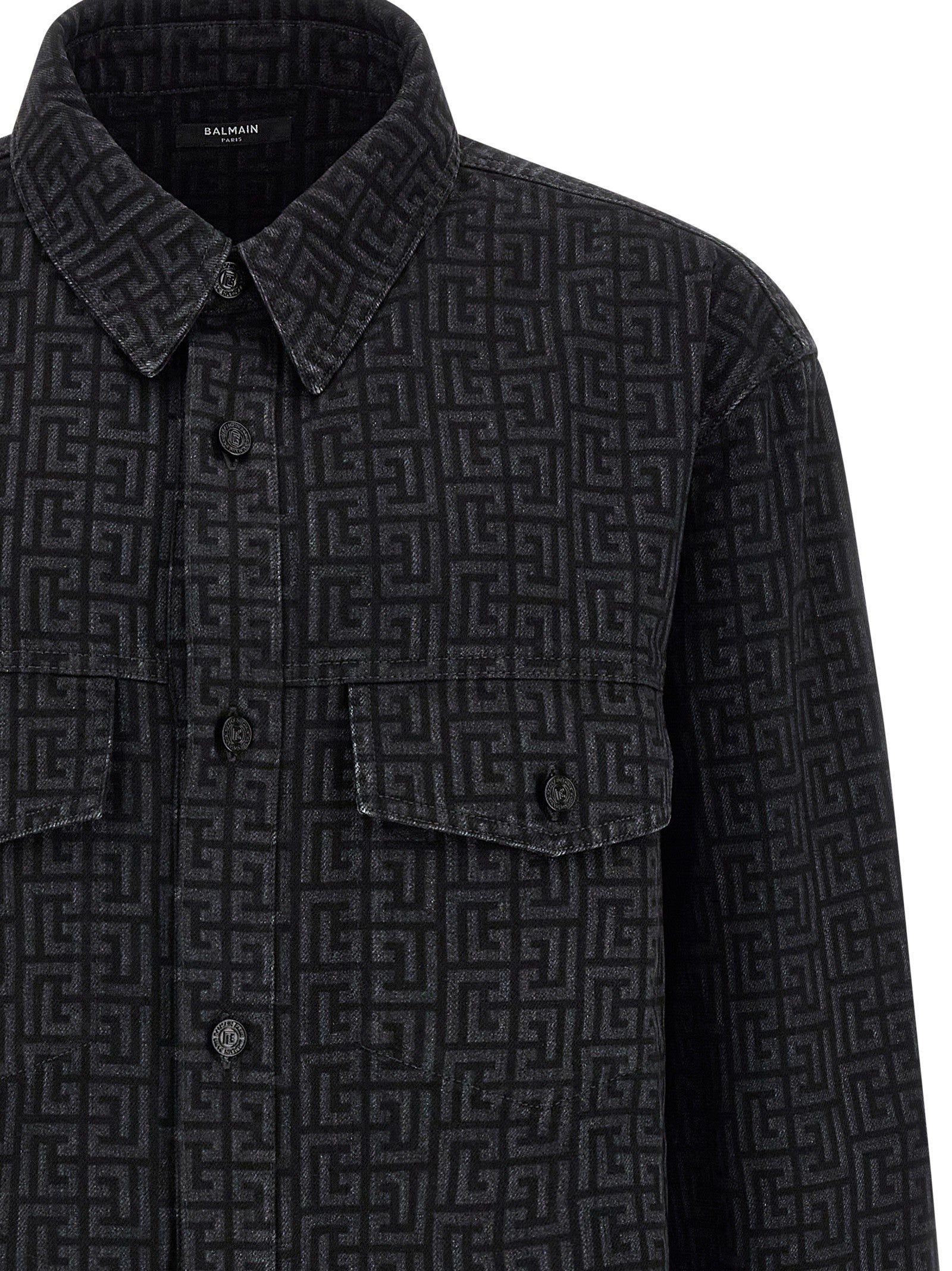Balmain Monogram Pattern Overshirt Black