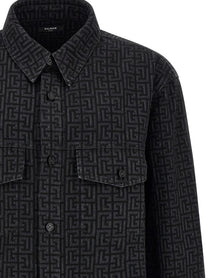 Balmain Monogram Pattern Overshirt Black