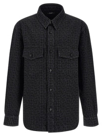 Balmain Monogram Pattern Overshirt Black