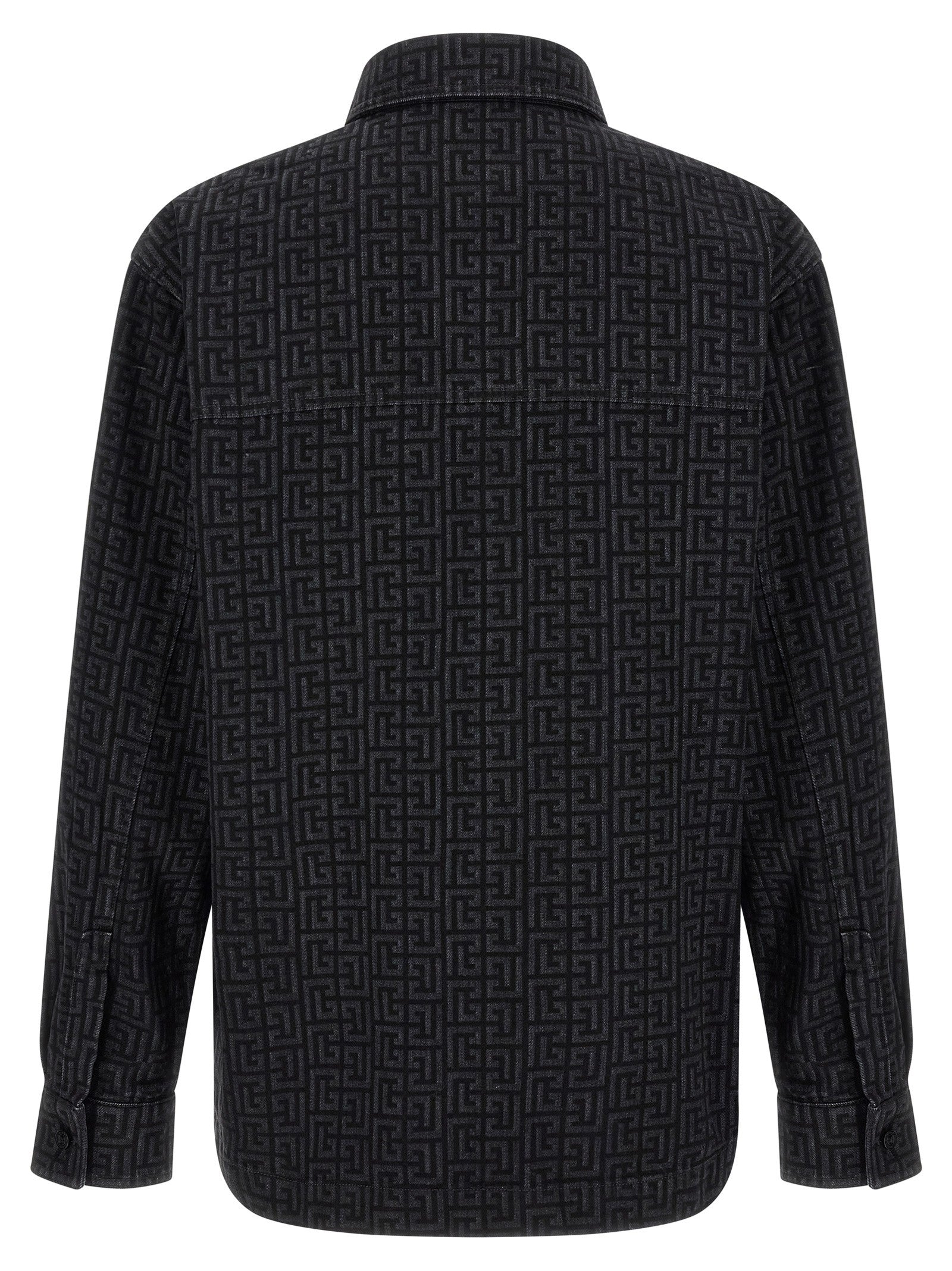 Balmain Monogram Pattern Overshirt Black