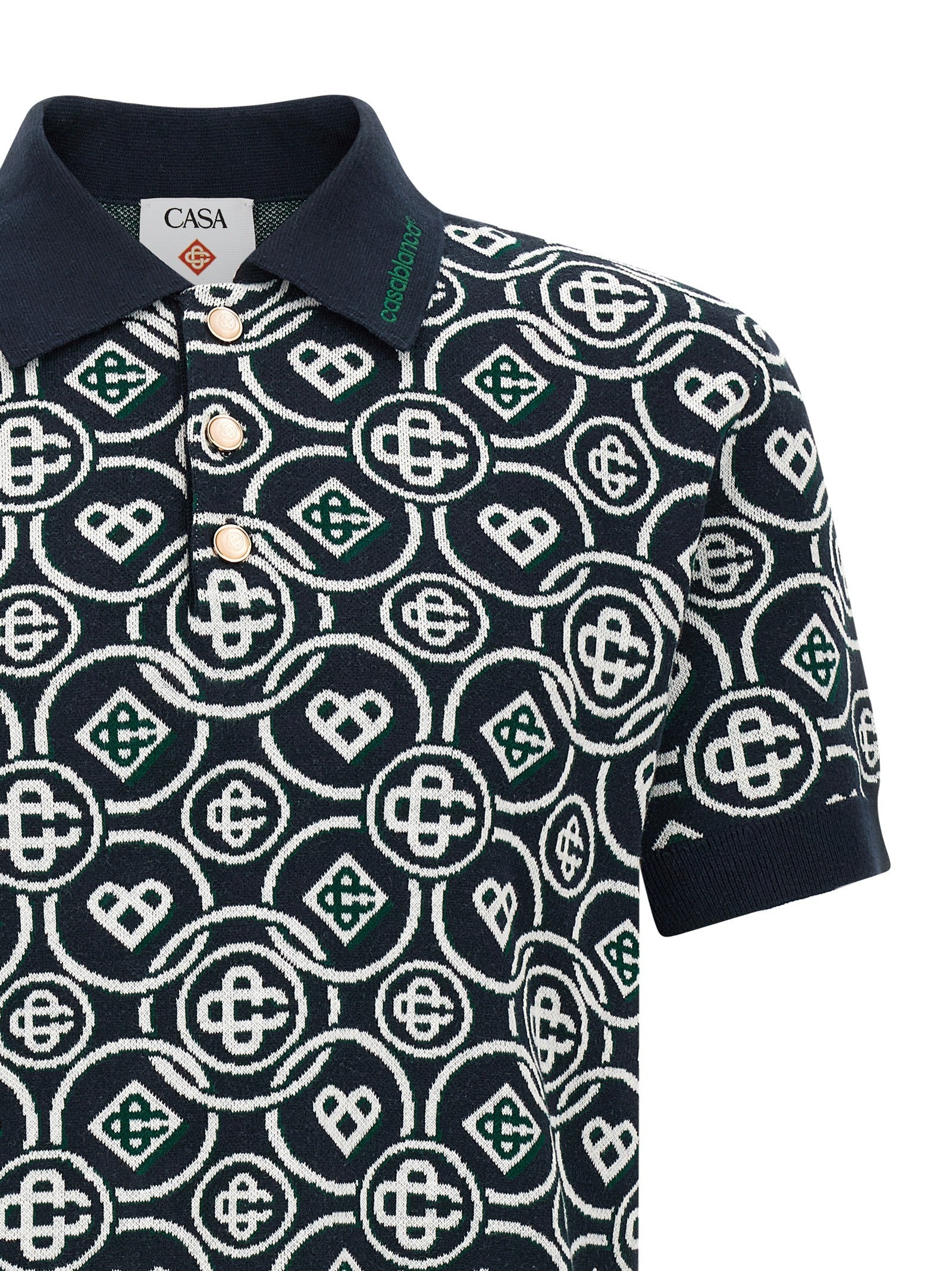 Casablanca Monogram Polo Shirt Blue
