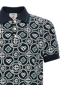 Casablanca Monogram Polo Shirt Blue