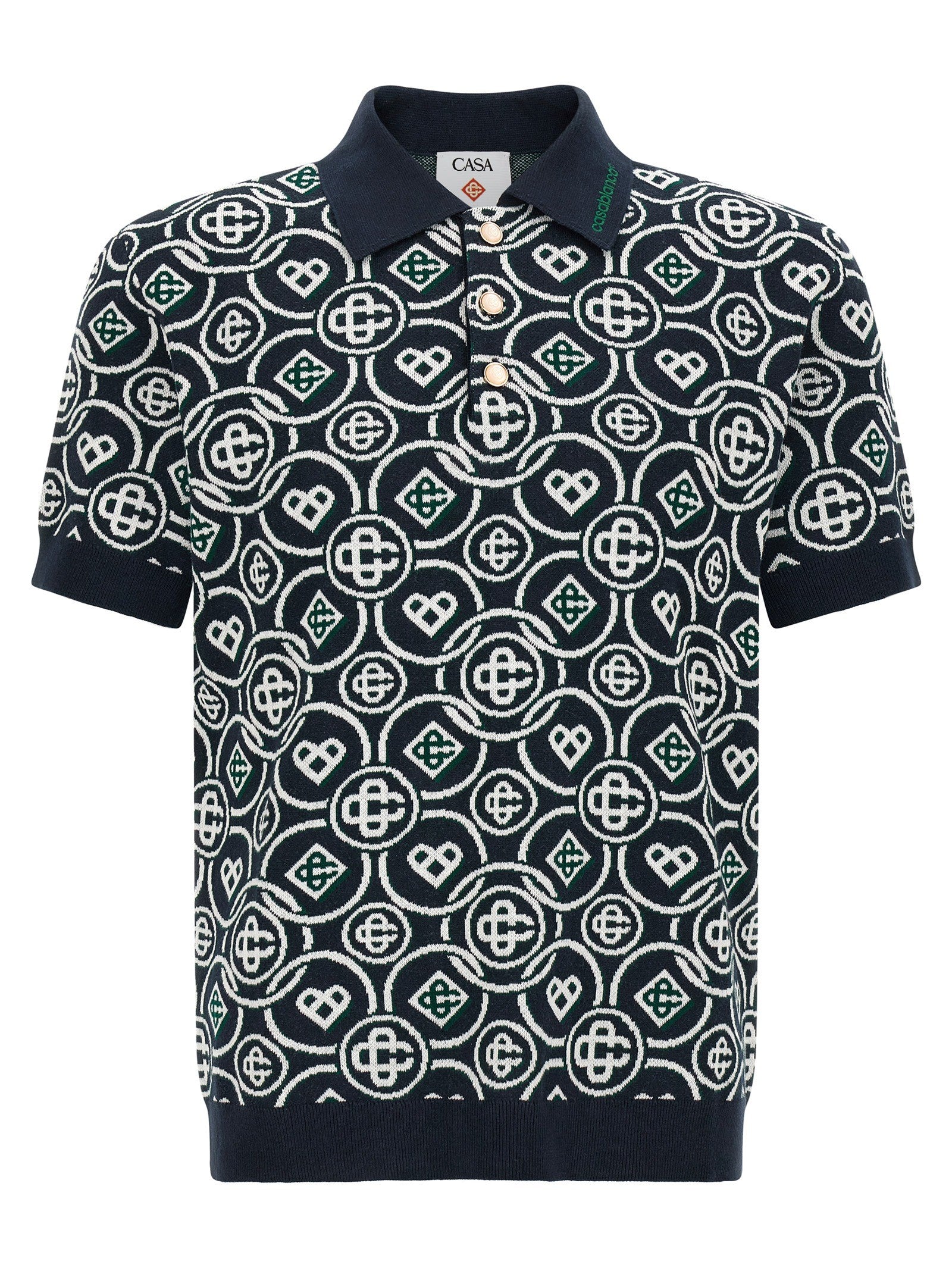 Casablanca Monogram Polo Shirt Blue