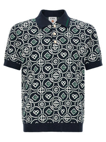 Casablanca Monogram Polo Shirt Blue