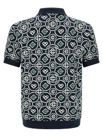 Casablanca Monogram Polo Shirt Blue