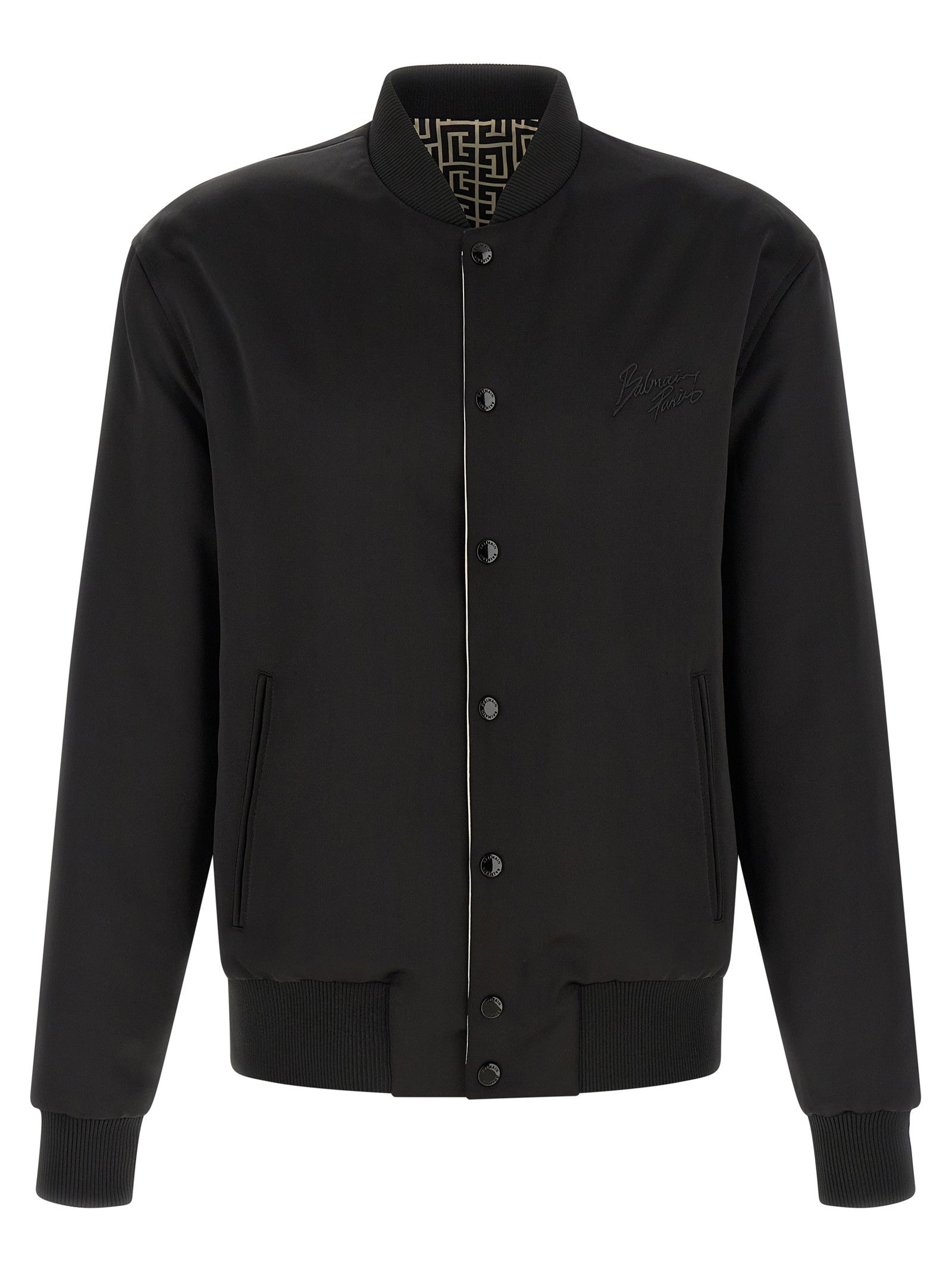 Balmain Monogram Reversible Bomber Jacket Black