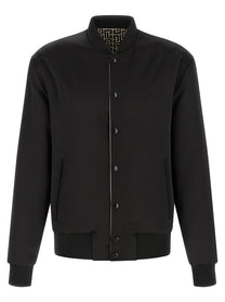 Balmain Monogram Reversible Bomber Jacket Black