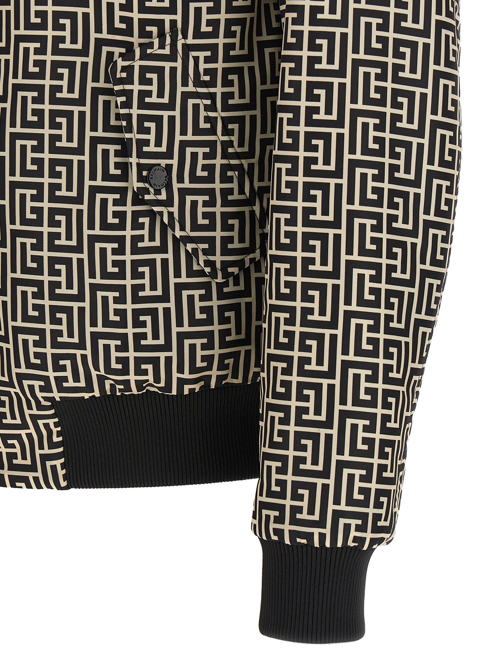 Balmain Monogram Reversible Bomber Jacket Black