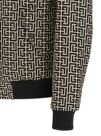 Balmain Monogram Reversible Bomber Jacket Black