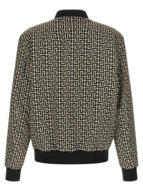 Balmain Monogram Reversible Bomber Jacket Black