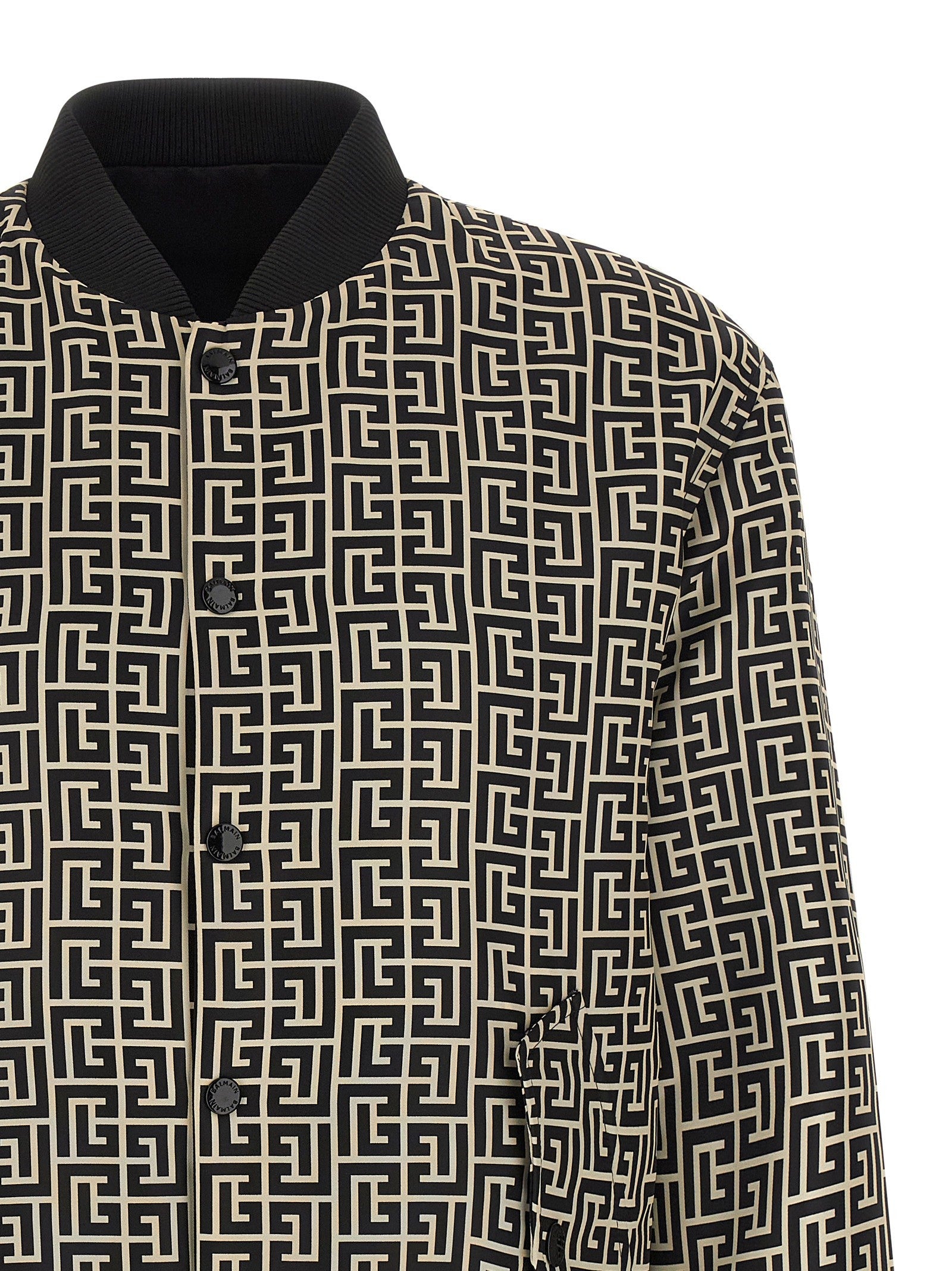 Balmain Monogram Reversible Bomber Jacket Black