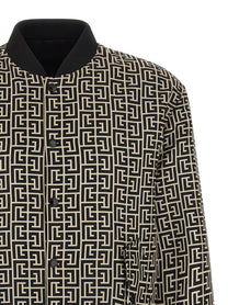 Balmain Monogram Reversible Bomber Jacket Black