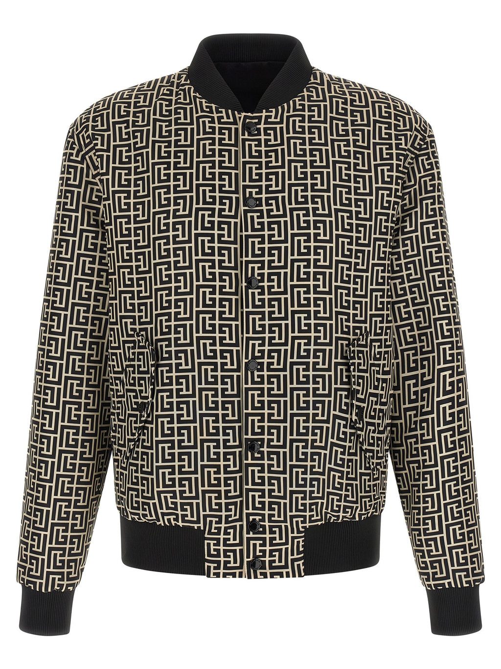 Balmain Monogram Reversible Bomber Jacket Black
