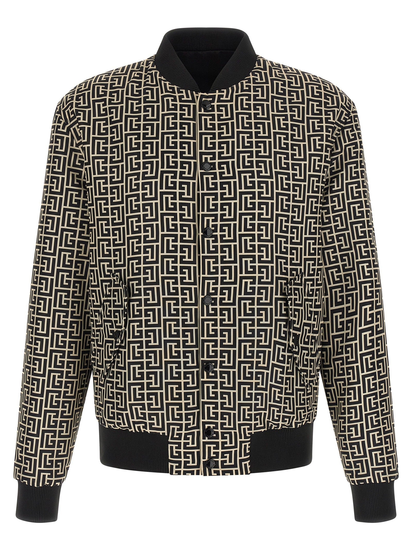 Balmain Monogram Reversible Bomber Jacket Black