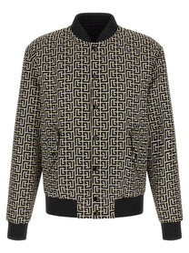 Balmain Monogram Reversible Bomber Jacket Black