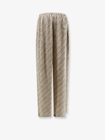 Balenciaga Women's Monogram Silk Trousers Black