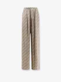 Balenciaga Women's Monogram Silk Trousers Black