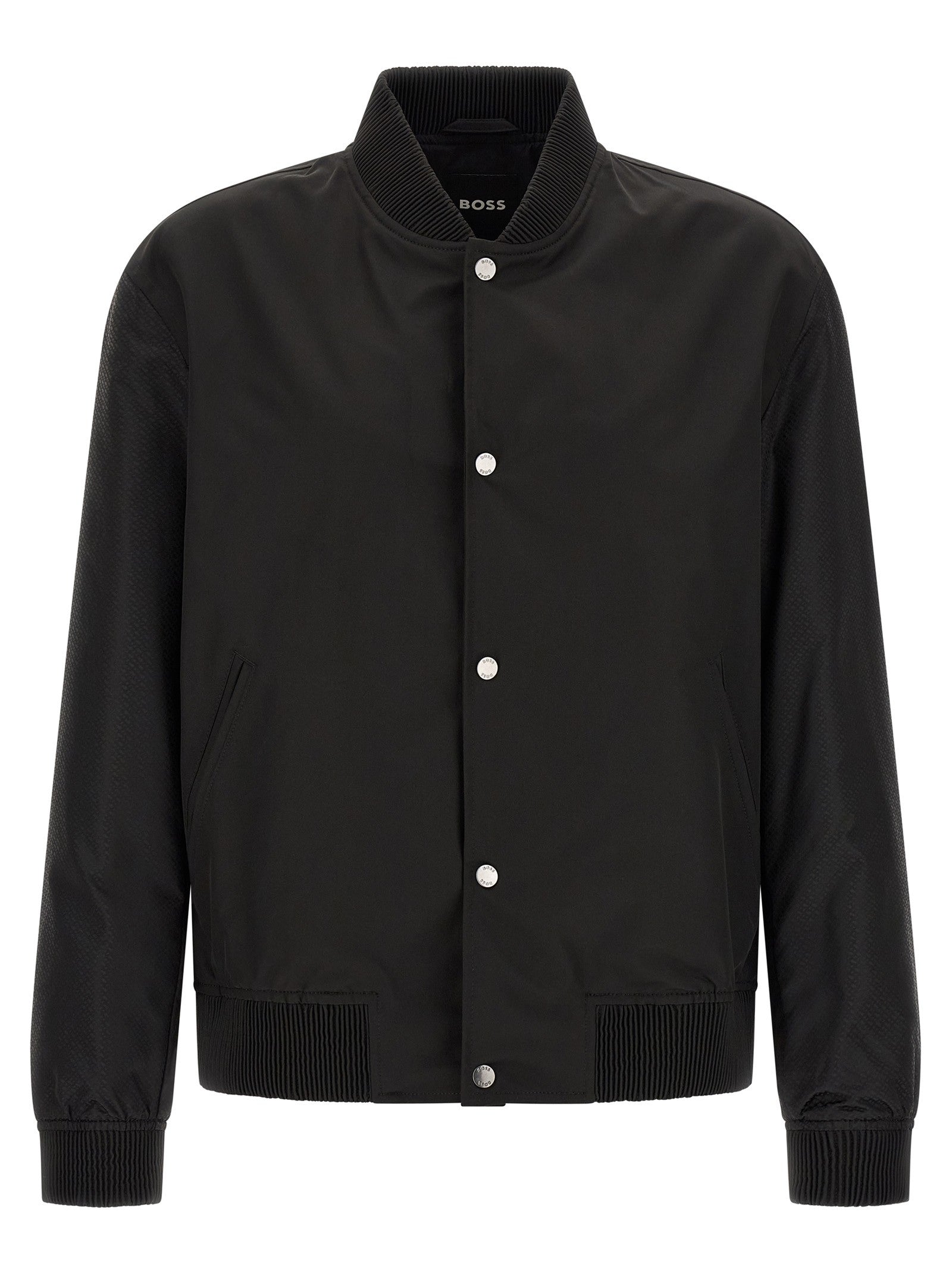 HUGO BOSS Monogram Sleeve Bomber Jacket Black
