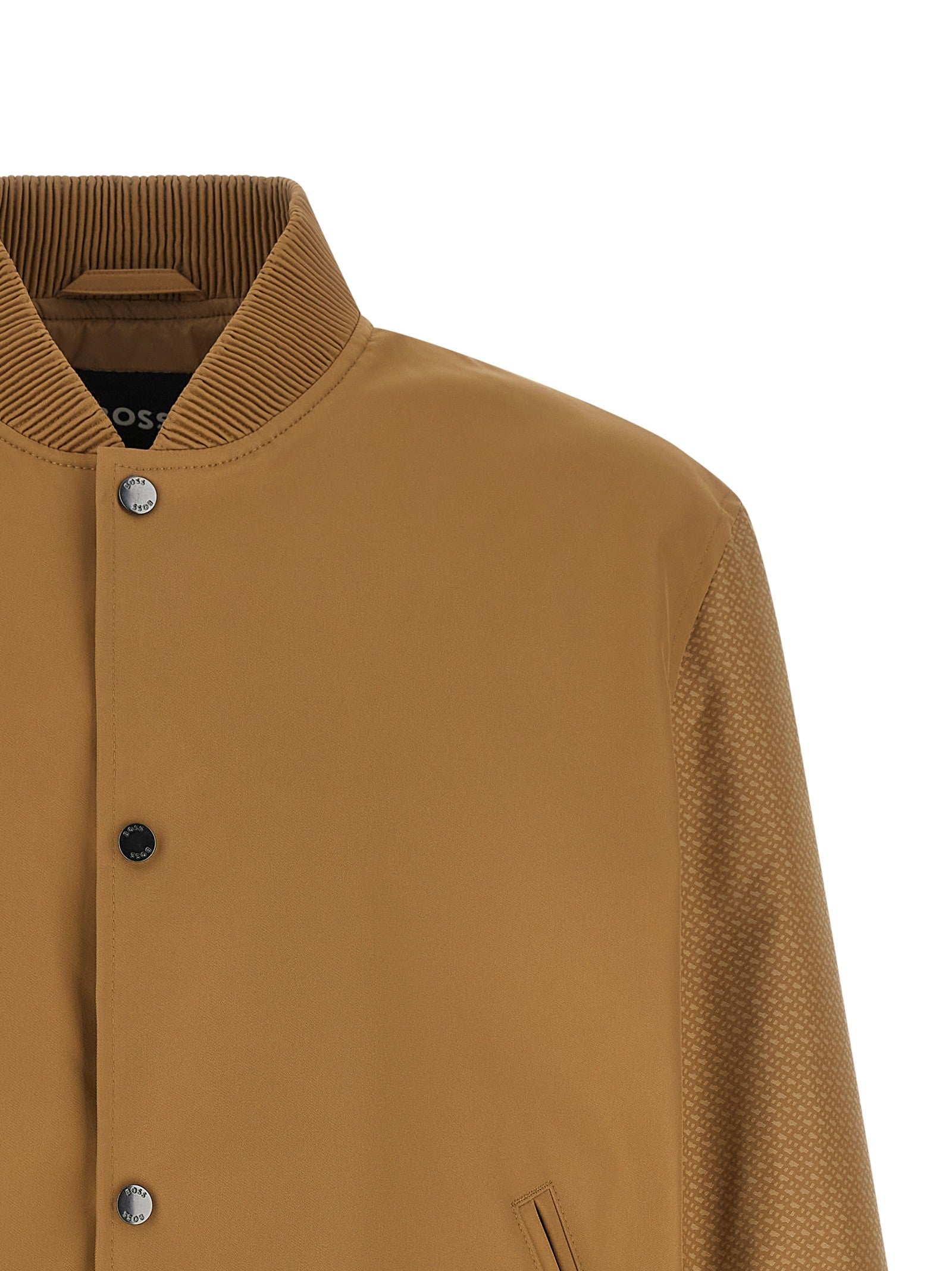HUGO BOSS Monogram Sleeve Bomber Jacket Beige