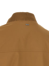 HUGO BOSS Monogram Sleeve Bomber Jacket Beige