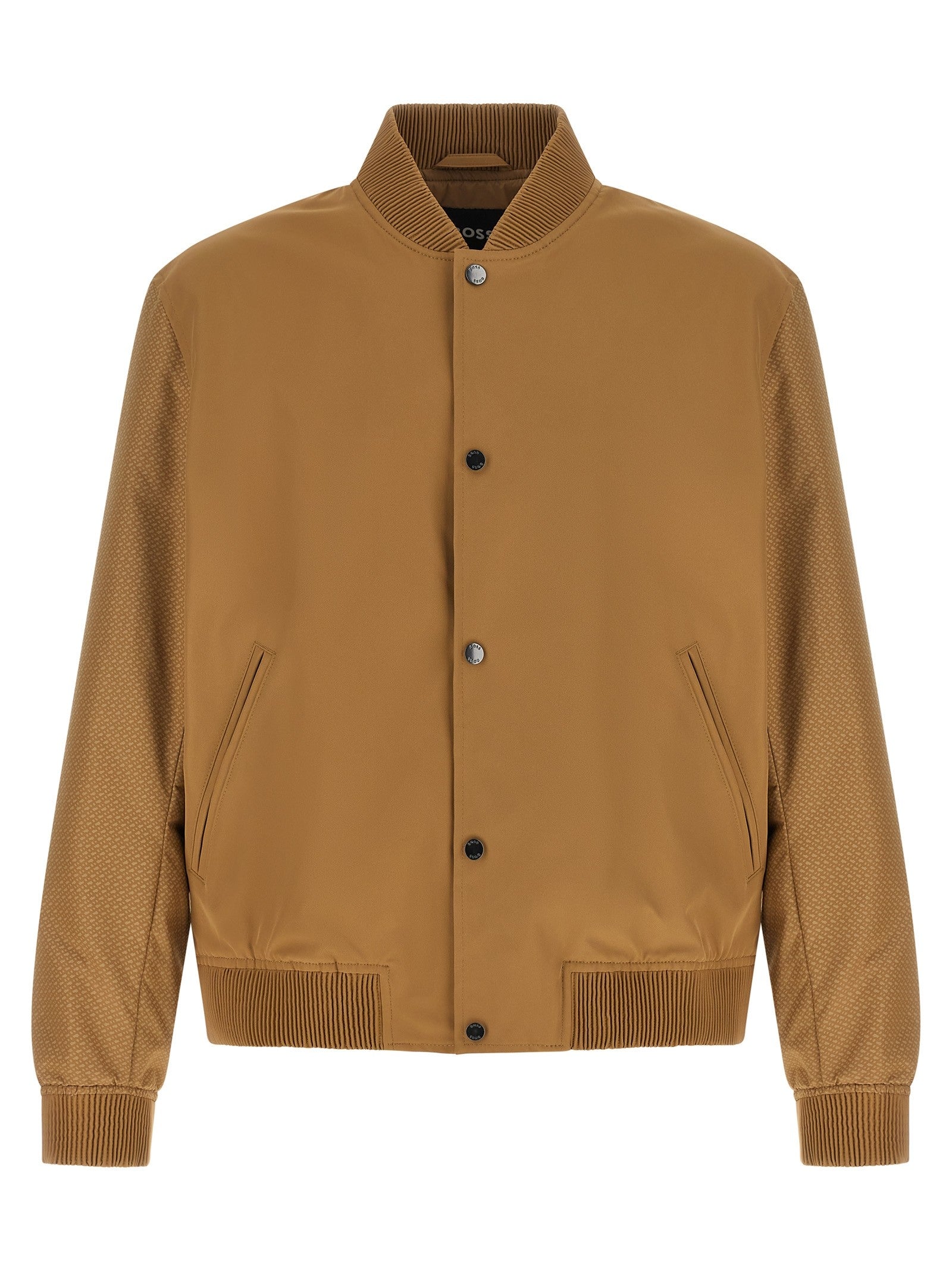 HUGO BOSS Monogram Sleeve Bomber Jacket Beige