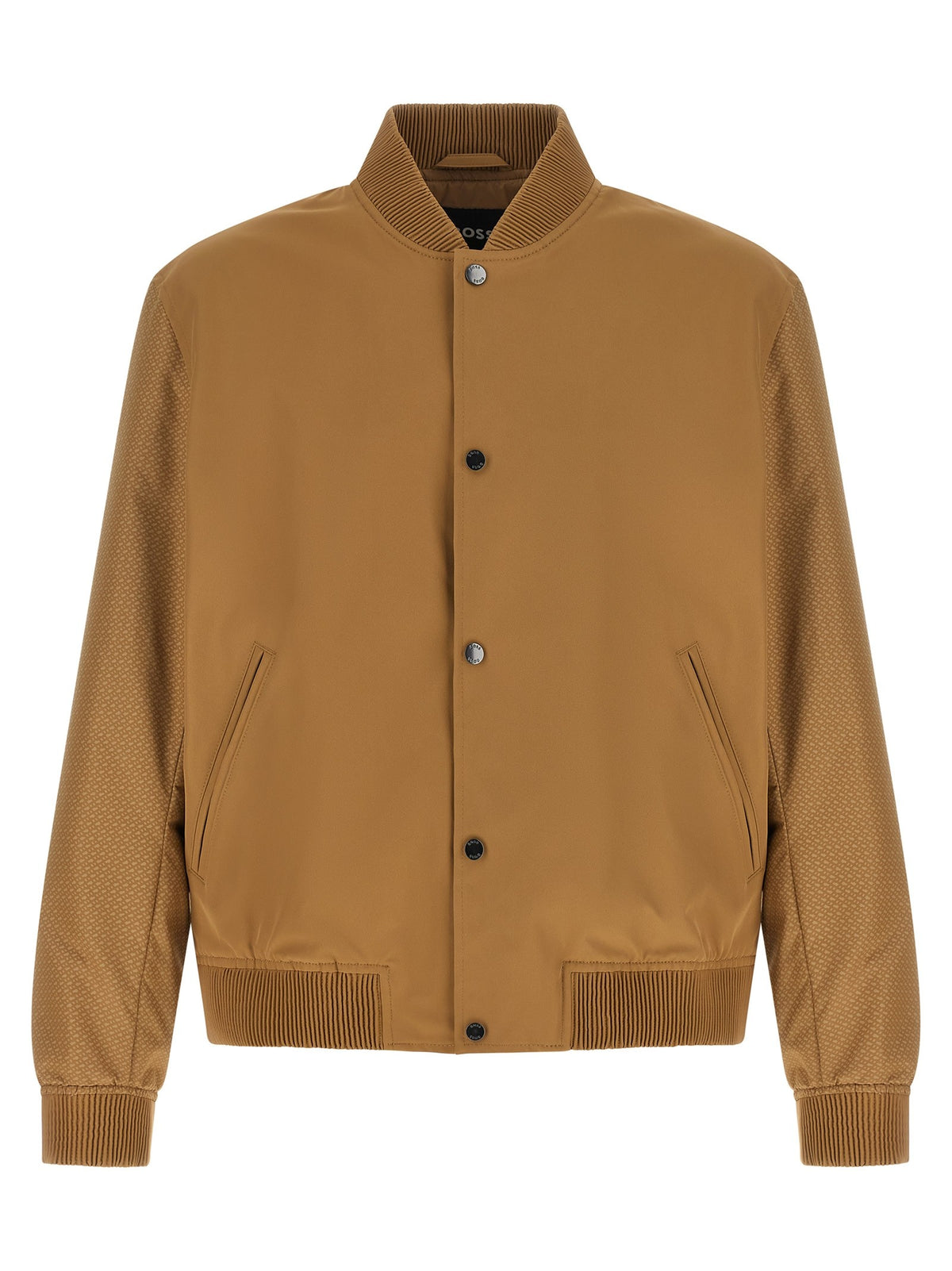 HUGO BOSS Monogram Sleeve Bomber Jacket Beige