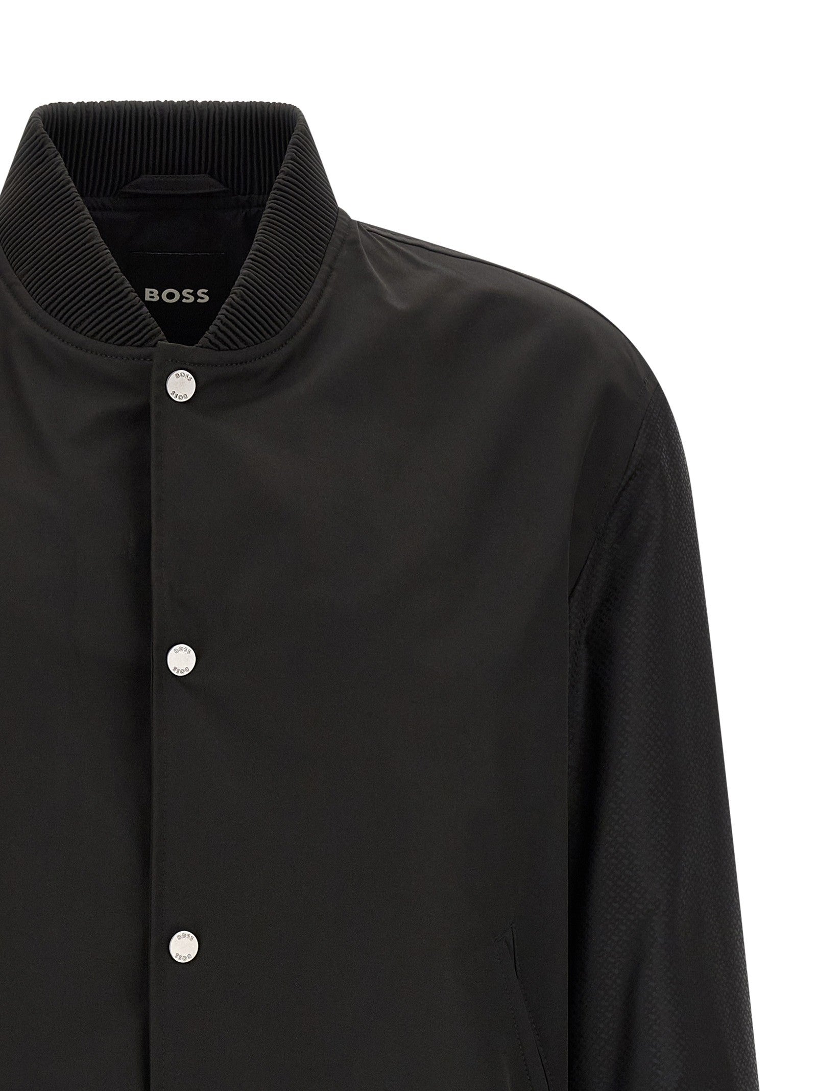 HUGO BOSS Monogram Sleeve Bomber Jacket Black