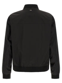 HUGO BOSS Monogram Sleeve Bomber Jacket Black