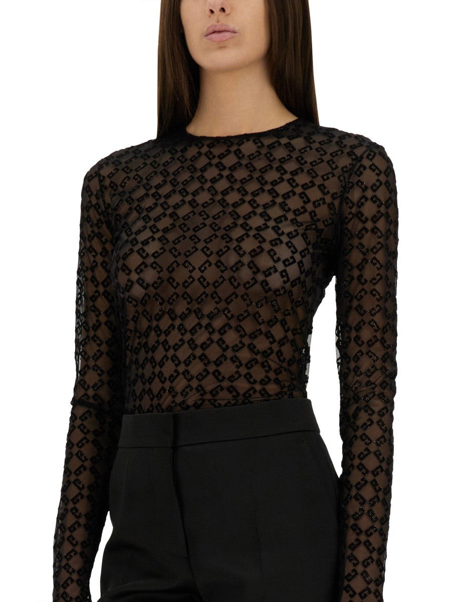 Givenchy Women's Monogram Tulle Bodysuit Black, view 3