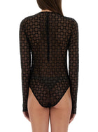 Givenchy Women's Monogram Tulle Bodysuit Black, view 4