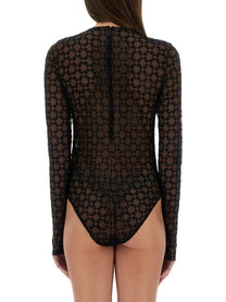 Givenchy Women's Monogram Tulle Bodysuit Black, view 4
