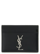 Saint Laurent Men's Cassandre Leather Card Holder Black