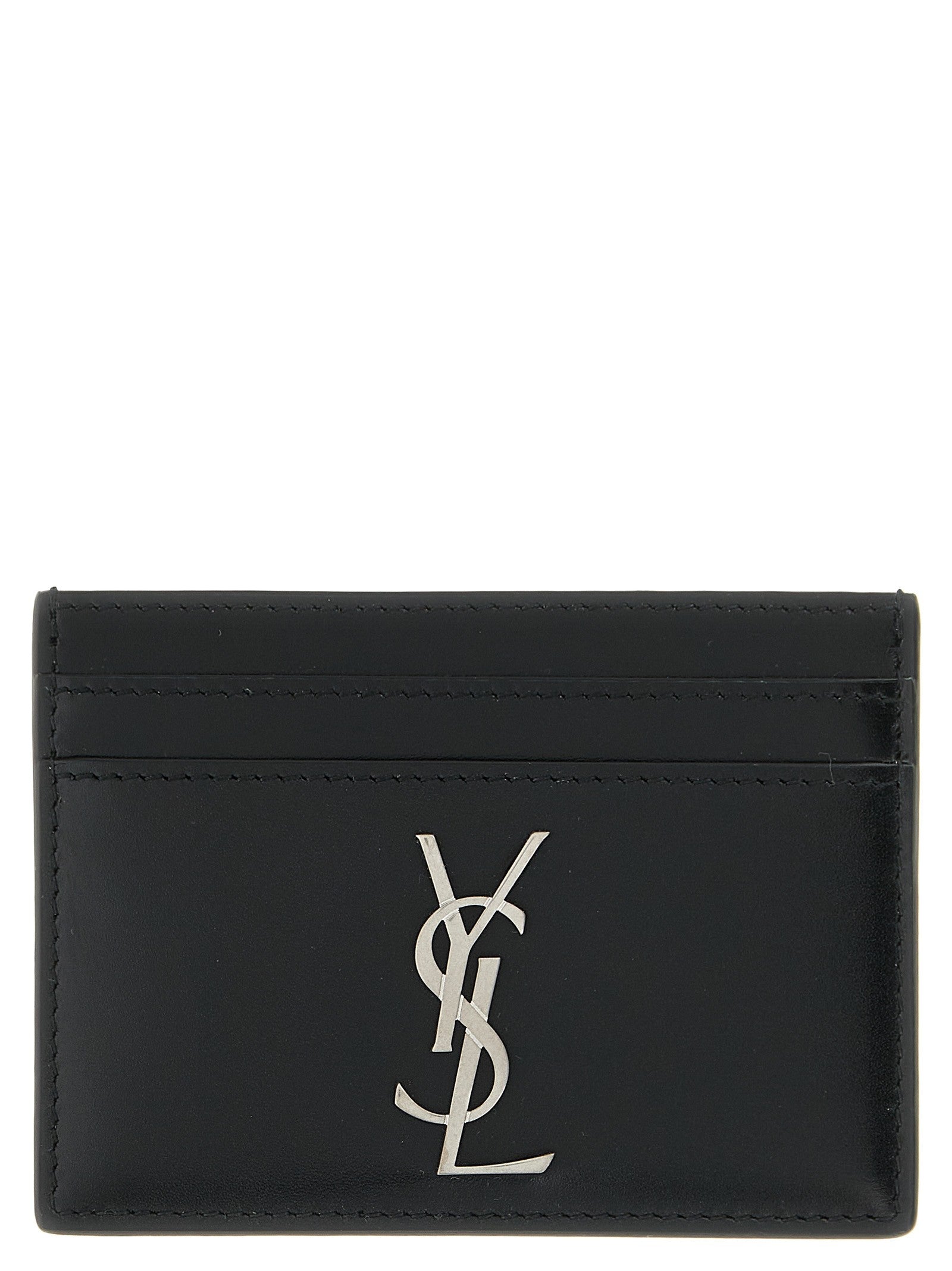 Saint Laurent Men's Cassandre Leather Card Holder Black