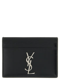 Saint Laurent Men's Cassandre Leather Card Holder Black