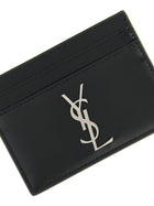Saint Laurent Men's Cassandre Leather Card Holder Black, view 3