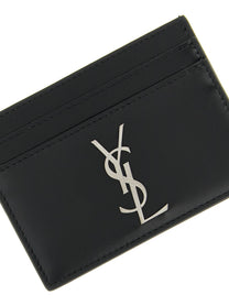 Saint Laurent Men's Cassandre Leather Card Holder Black