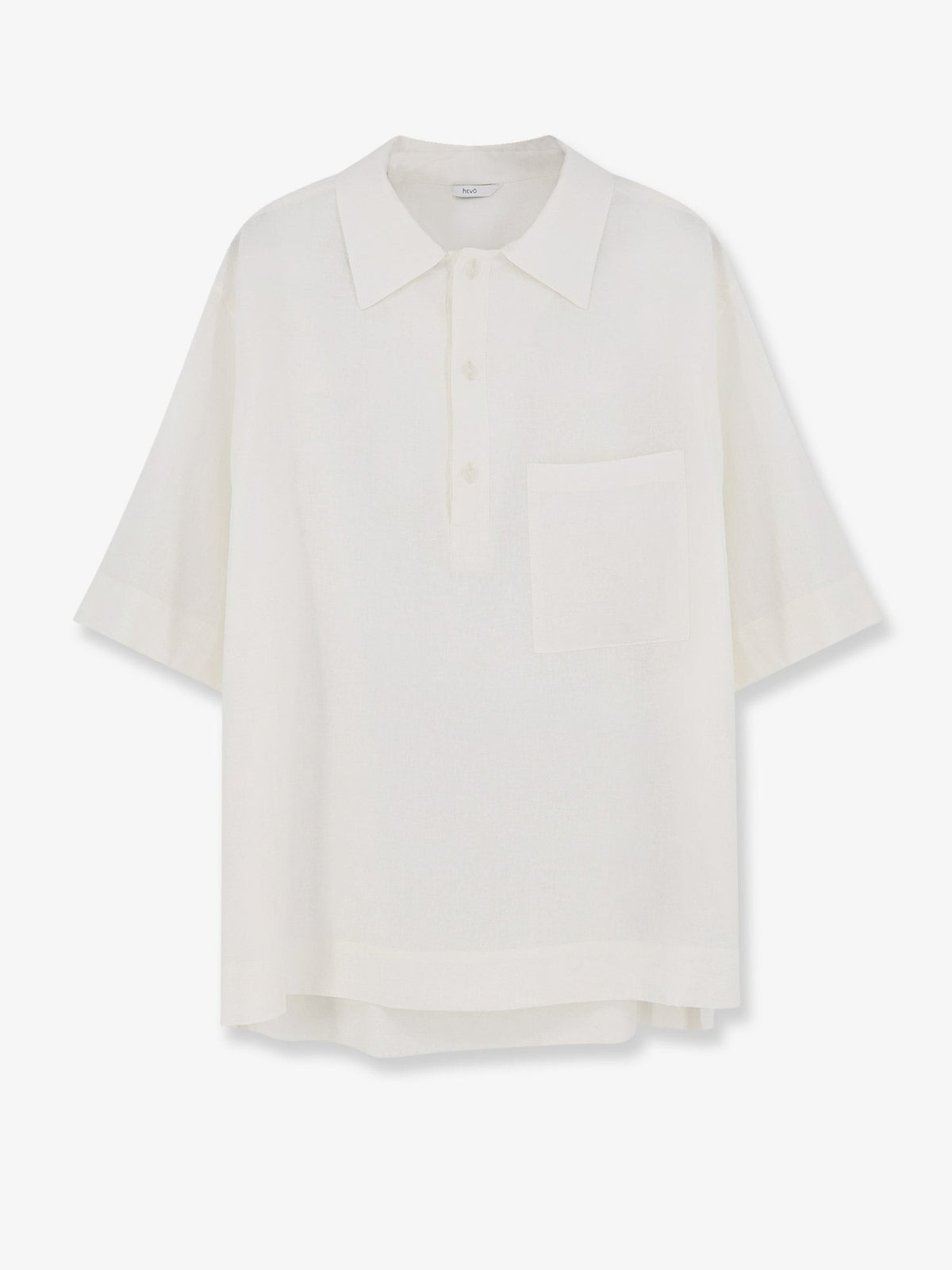 Hevò Men's Montursi Linen and Viscose Shirt White