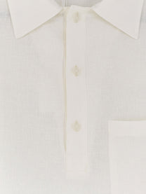 Hevò Men's Montursi Linen and Viscose Shirt White