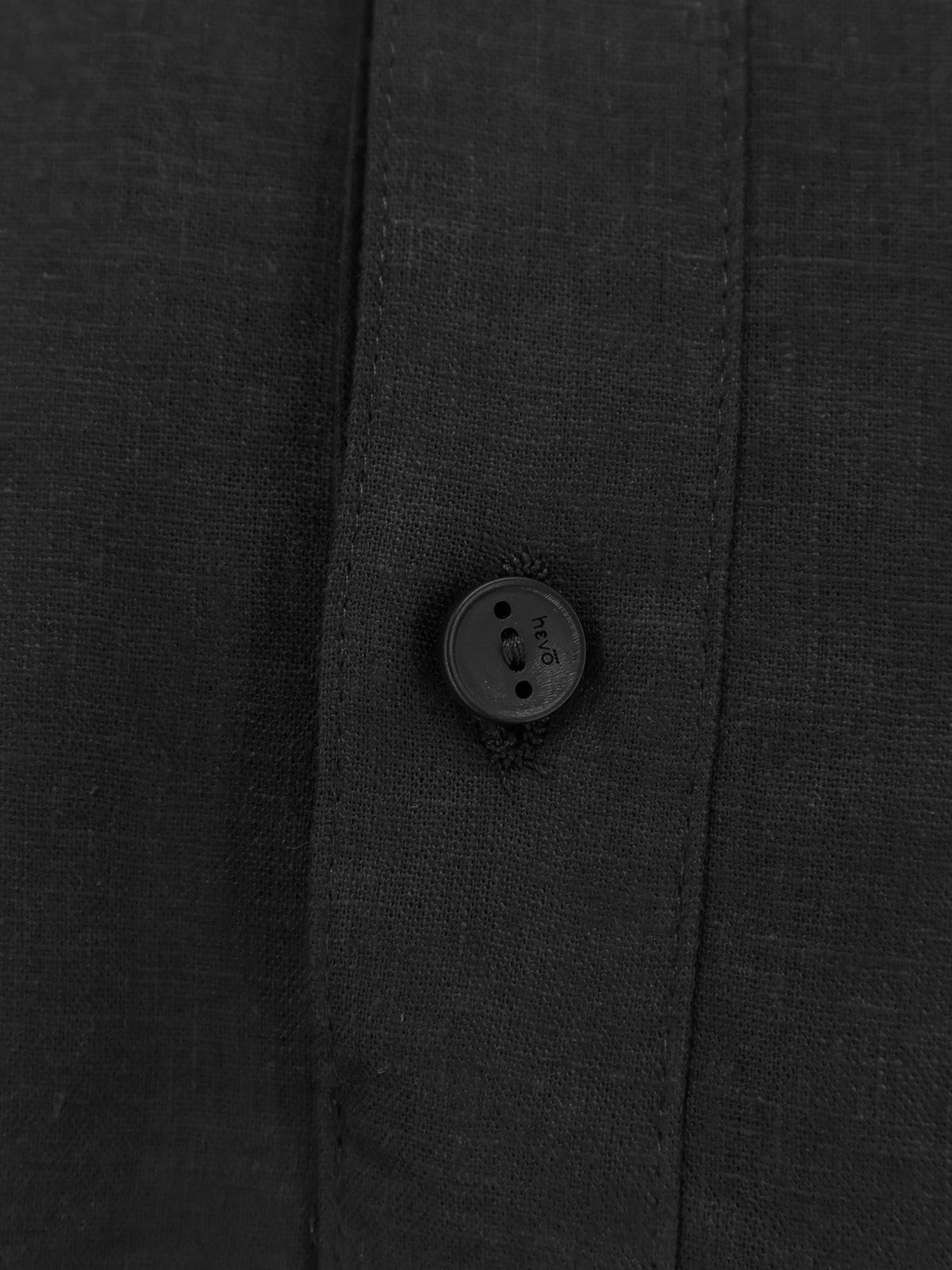 Hevò Men's Montursi Linen and Viscose Shirt Black