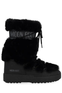 Moon Boot unisex boot ltrack high black faux fur-lined snow boot with chunky rubber sole and brand logo on the side