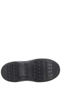 Black rubber sole with textured tread and moon boot branding on moon boot women’s chelsea boot moon black