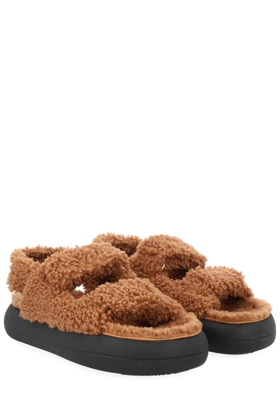 Moon Boot Women's Shearling Sandal Brown, view 2