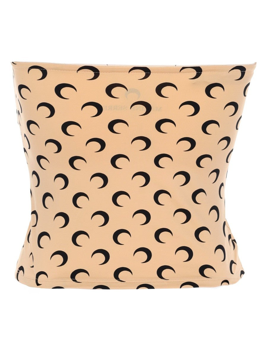 Marine Serre Women's Moon Bustier Top Beige