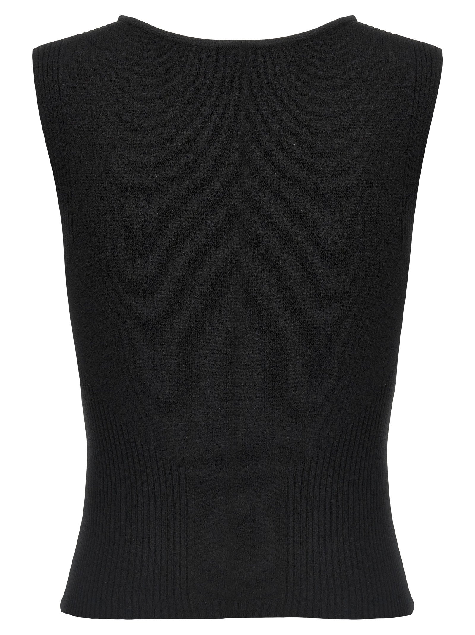 Marine Serre Moon Jewelry Knit Open Neck Top Black