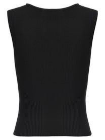 Marine Serre Moon Jewelry Knit Open Neck Top Black