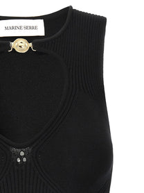 Marine Serre Moon Jewelry Knit Open Neck Top Black