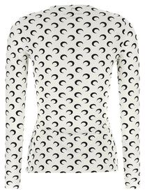 Marine Serre Moon Printed Jersey Second Skin Shirt White