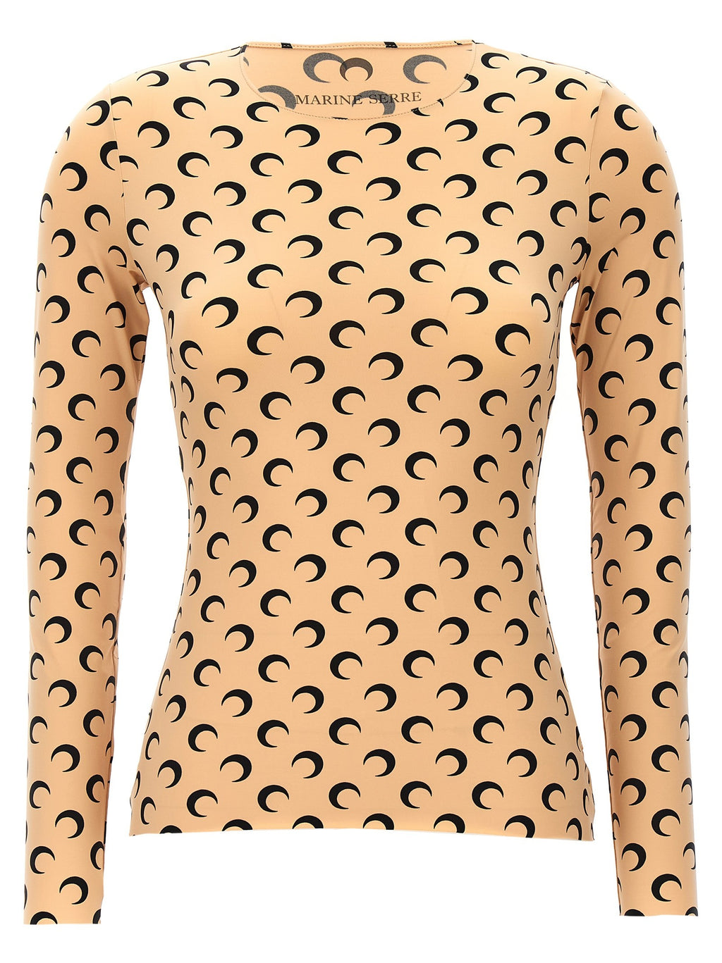 Marine Serre Moon Printed Jersey Top Beige