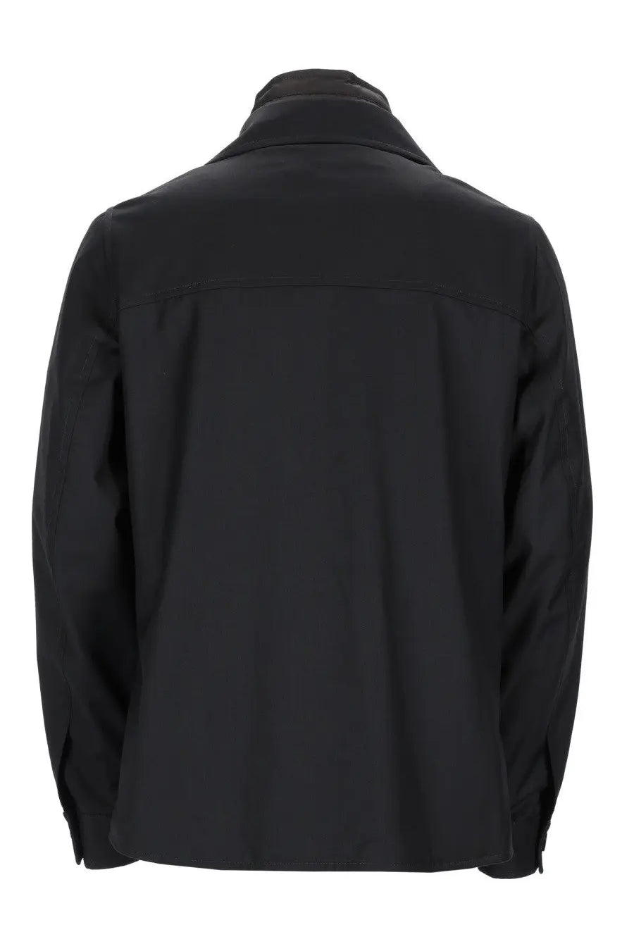 MooRER men’s giacca Dulac grey sleek black long-sleeved jacket with structured collar and subtle seam detailing