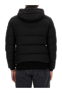 MooRER men’s black puffer jacket brett skt with quilted design and hood made for cold weather
